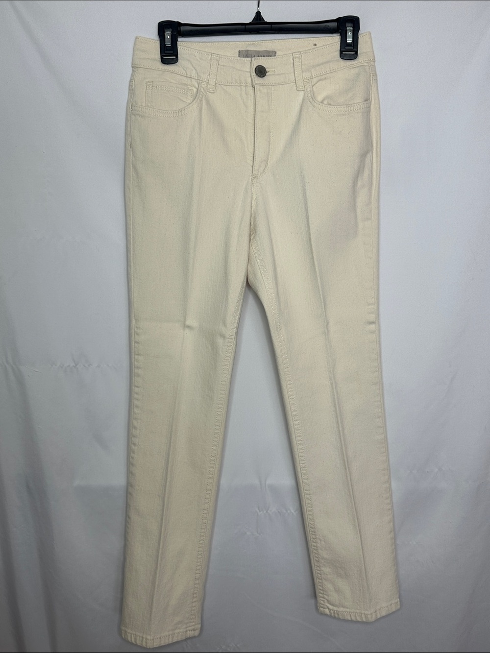 LAURA ASHLEY | Cream Embroidered Denim Pant Slim Fit Ankle Women’s Size 8